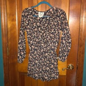 Brown floral long sleeve romper